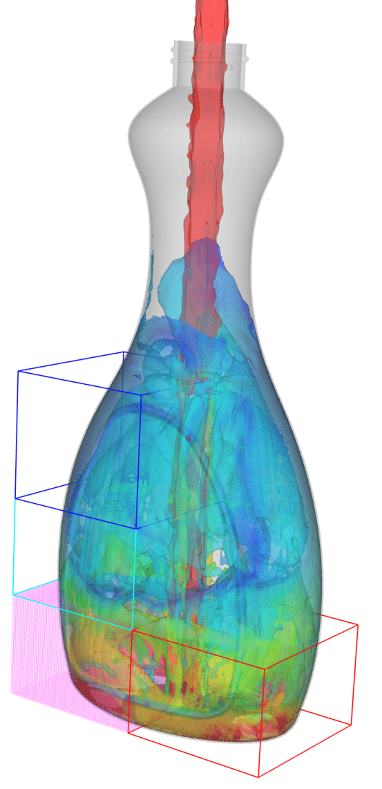 Bottle filling simulation using FLOW-3D/MP