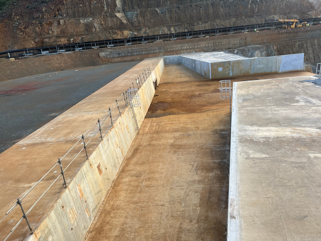 The weir-control section of the newly-reconstructed spillway